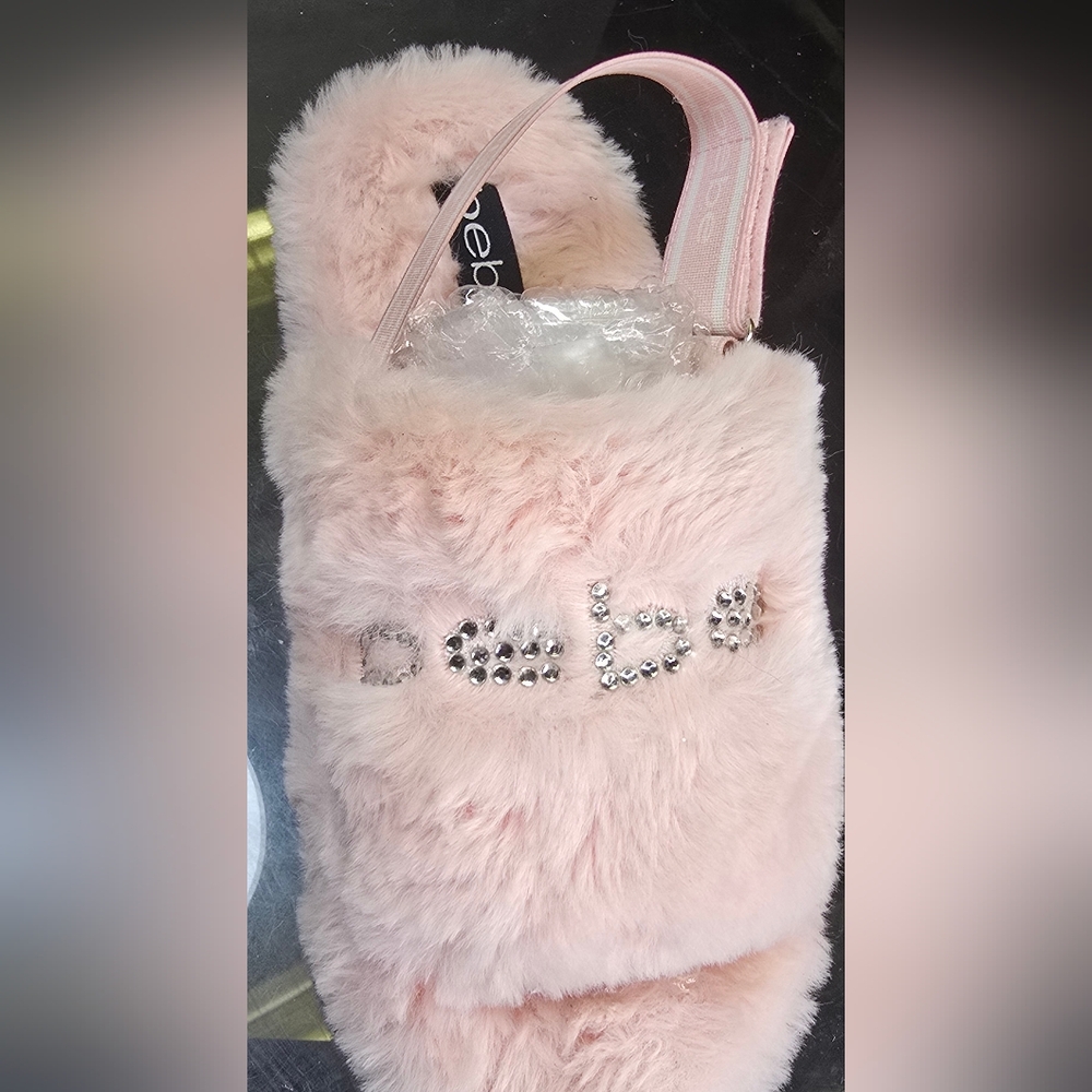 Bebe Pink Fuzzy Slippers 6 - Picture 2 of 8
